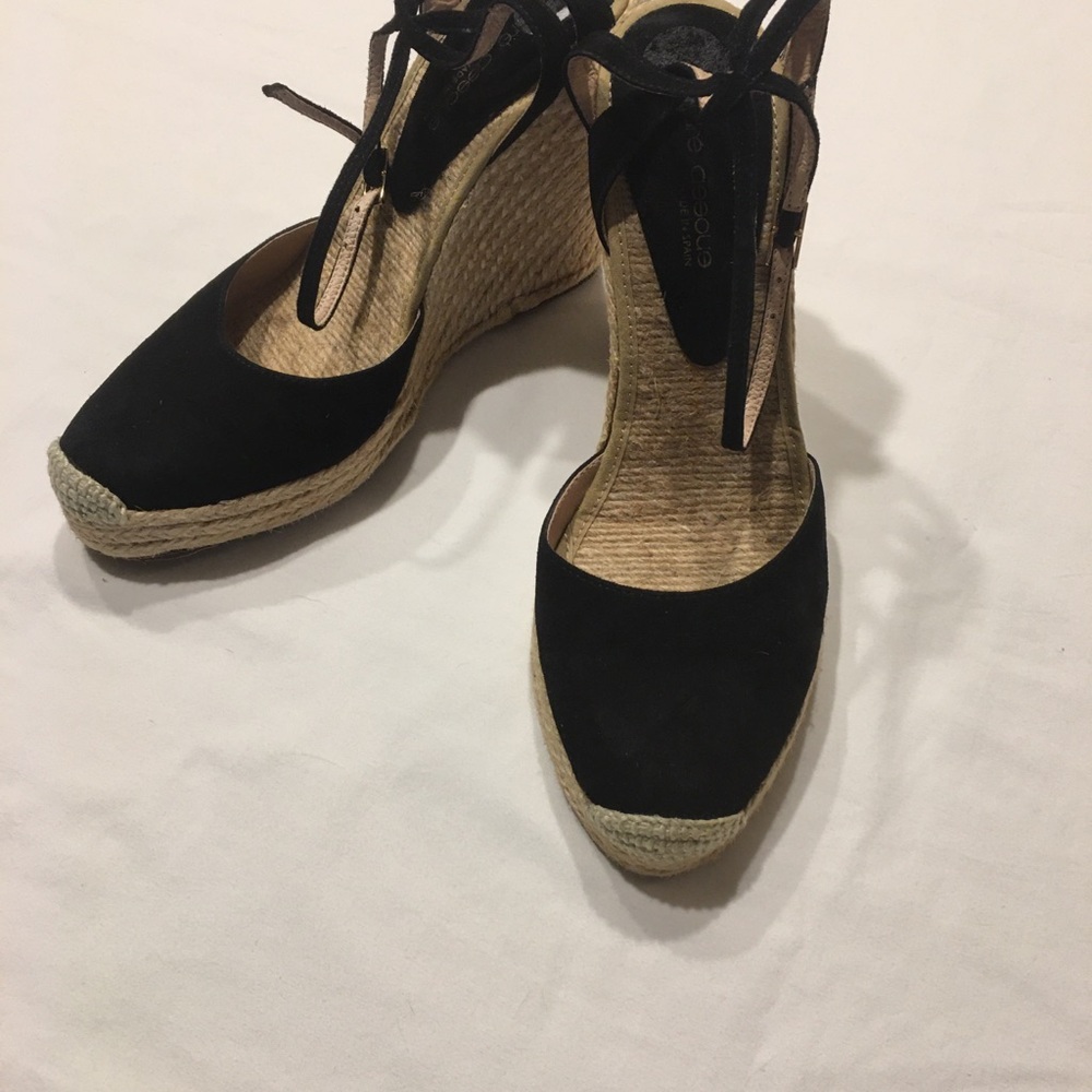 Black Espadrille Wedge Sandals Made in Spain